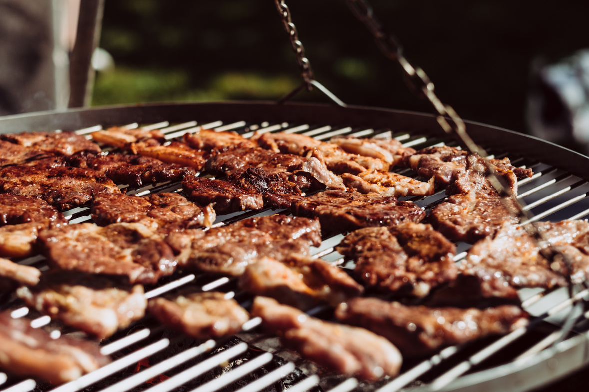 Grilled Pork On Charcoal Grill